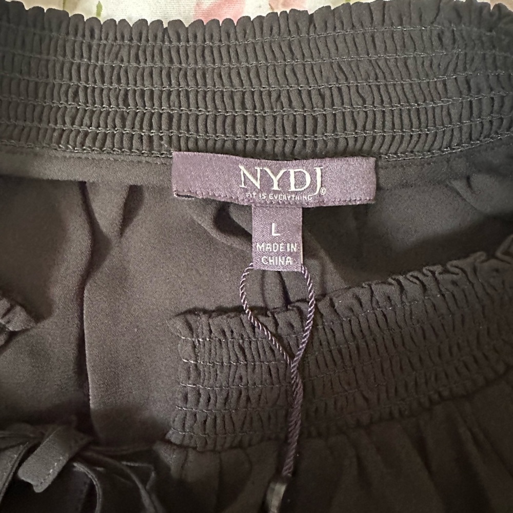 NYDJ Black Smocked Neck Tie-Front Tunic NWT - Picture 6 of 7
